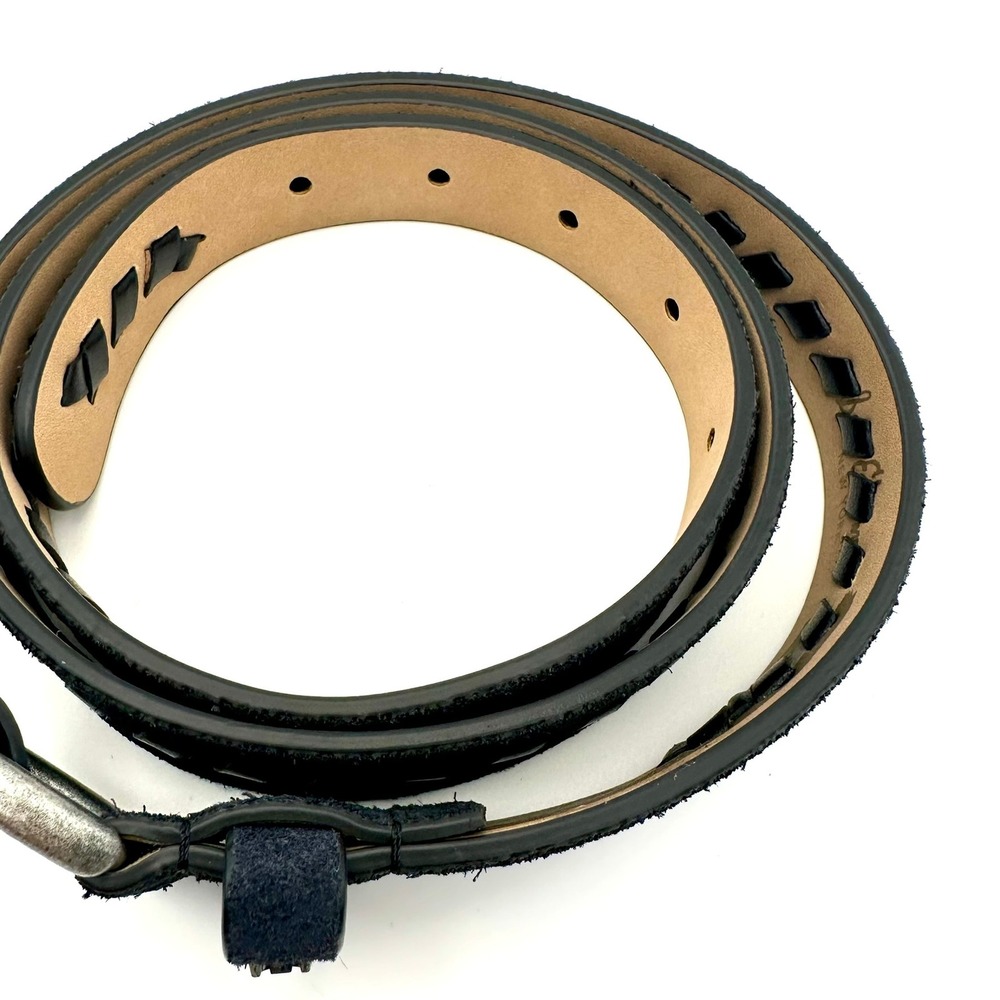 Sam Edelman Black Suede Whipstitch Belt Womens Medium Silver Buckle Boho NWT - Picture 4 of 9